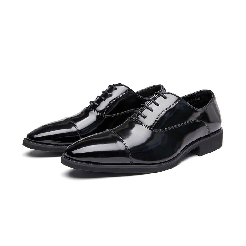 Pánské Formální Boty Oxford Cow Leather Pointed Toe - Černá