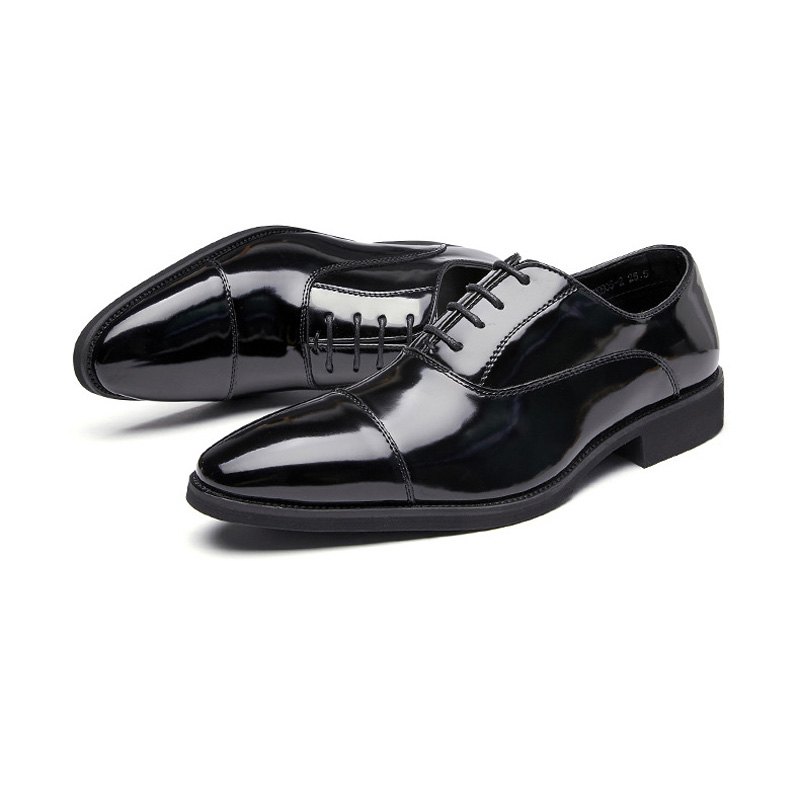 Pánské Formální Boty Oxford Cow Leather Pointed Toe - Černá