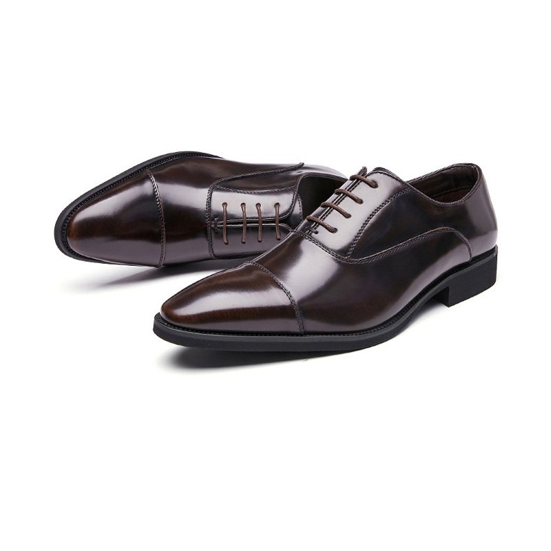 Pánské Formální Boty Oxford Cow Leather Pointed Toe - Hnědý