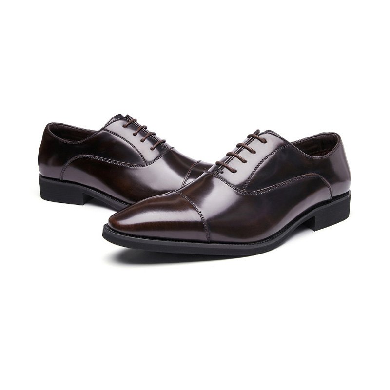 Pánské Formální Boty Oxford Cow Leather Pointed Toe - Hnědý