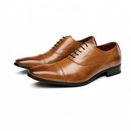 Pánské Společenské Boty Business Modern Lace Up Oxford Square Toe Kůže