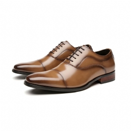 Pánské Společenské Boty Oxford Cap Toe Hovězí Kůže Wood Heel