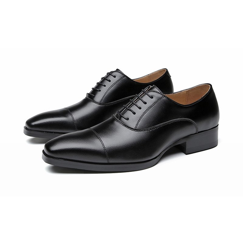 Pánské Společenské Boty Oxford Cap Toe Leather - Černá