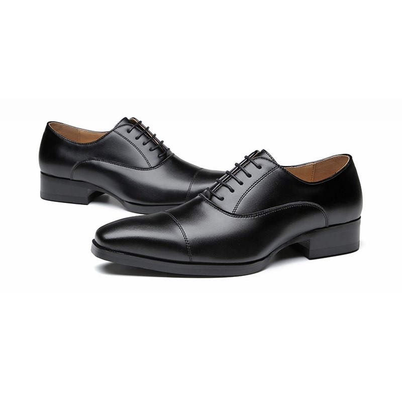 Pánské Společenské Boty Oxford Cap Toe Leather - Černá