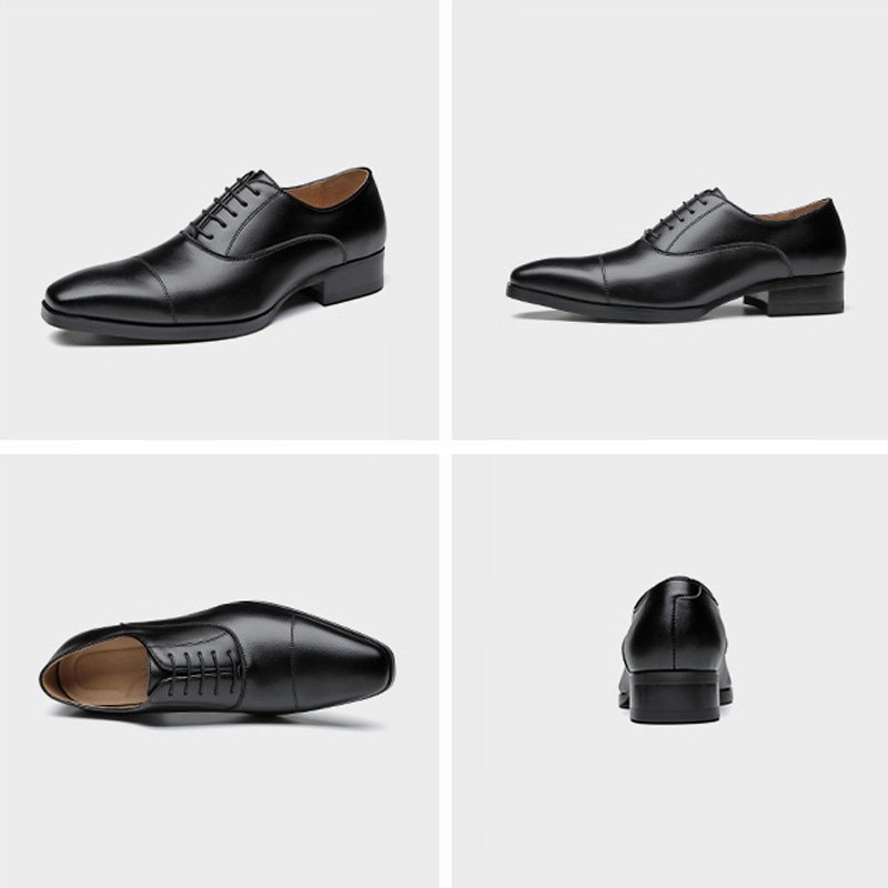 Pánské Společenské Boty Oxford Cap Toe Leather - Černá